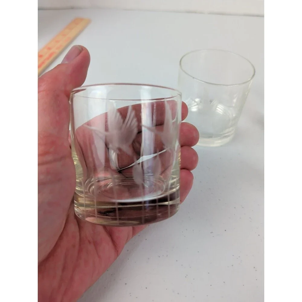 Lenox Lead Crystal Etched Old Fashion Rocks Glass Flying Goose *Rare* Vintage